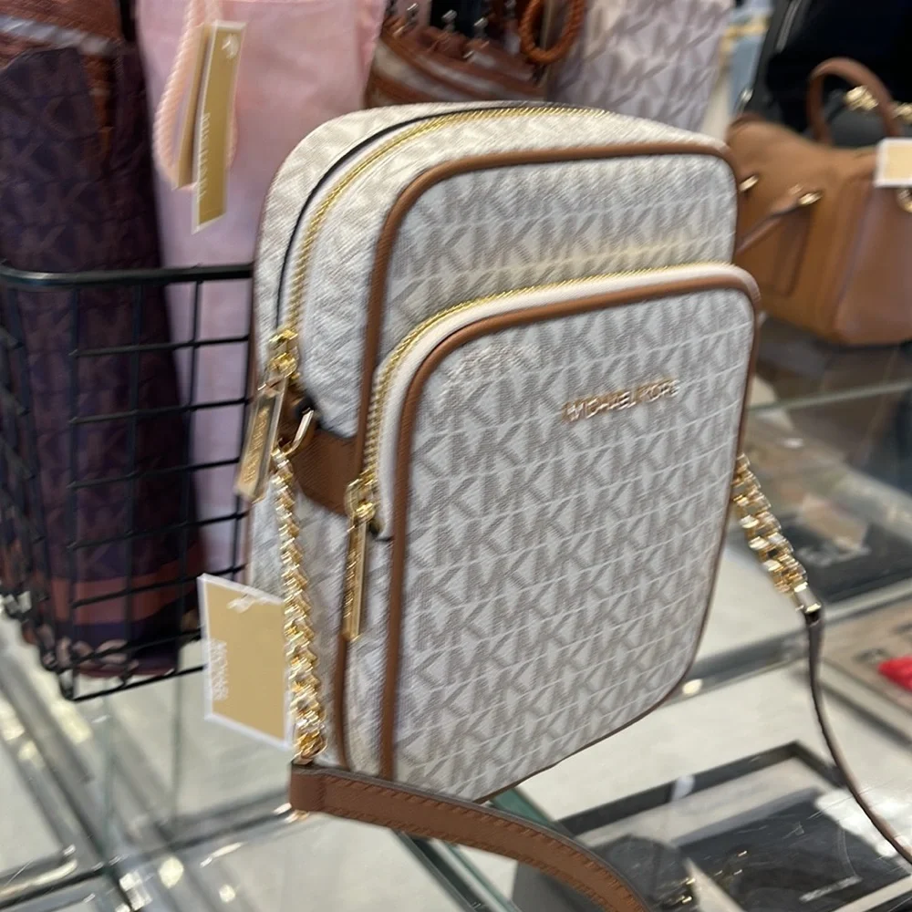 MICHAEL KORS  Jet Set Travel Medium Logo Crossbody Flight Bag # 35F1GTVC2B NWT